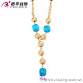 42426 joyería de oro brasileña venta al por mayor moda 18k collar de joyas de aleación de cobre de cuentas de oro azul